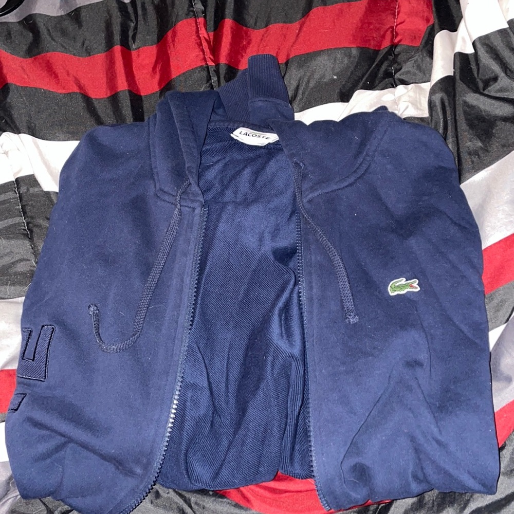 Men’s hooded navy zip up sweatshirt